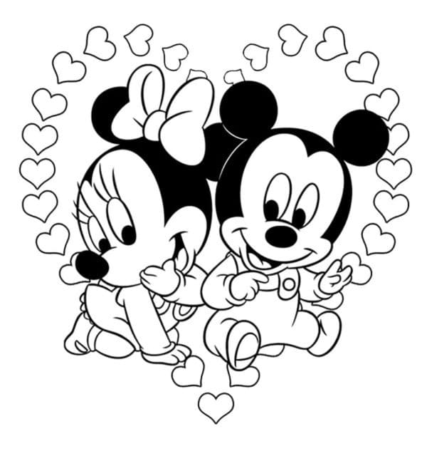 Kleines Pärchen Mickey Mouse Liebe coloring page