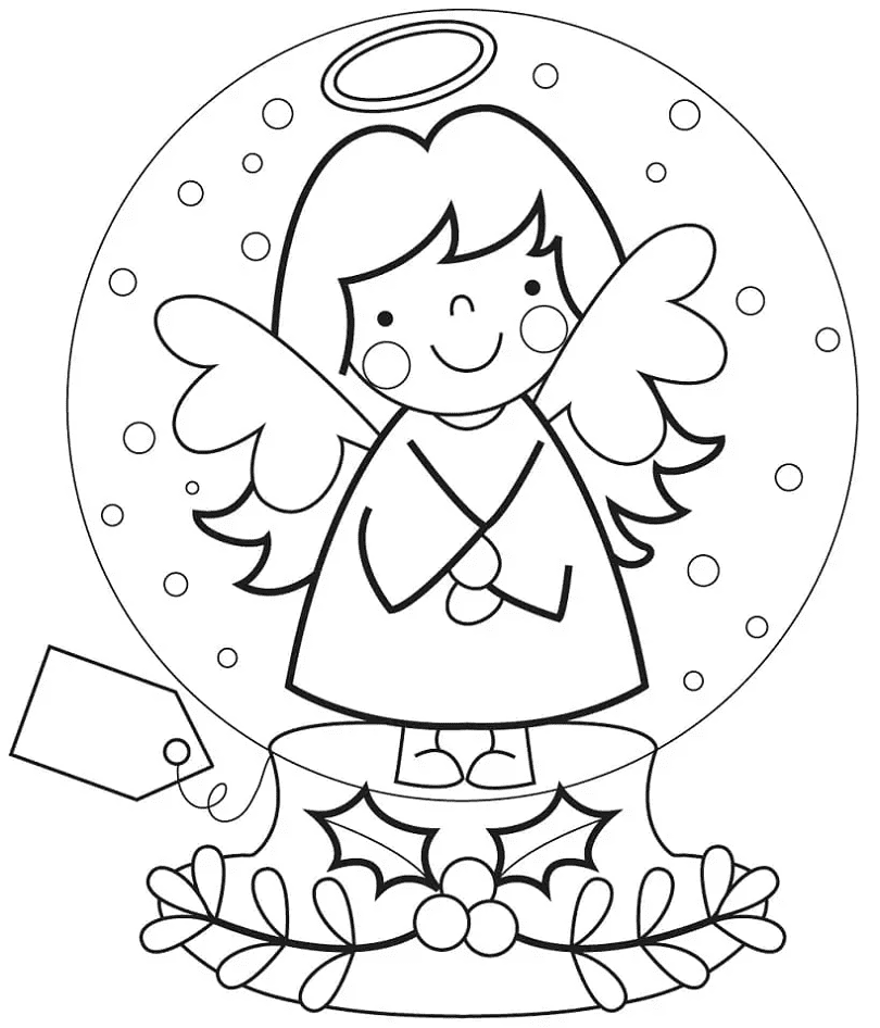 Niedlicher Engel in Schneekugel