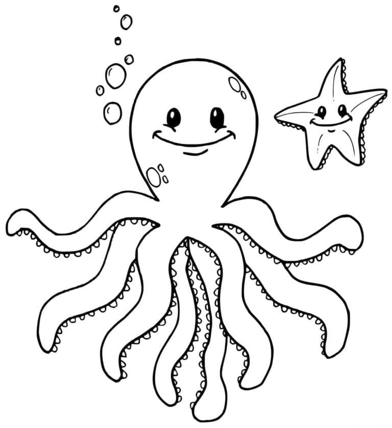 Niedlicher Oktopus und Seestern