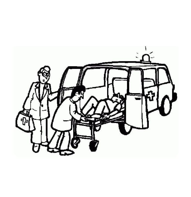 Sanitäter mit Rettungswagen