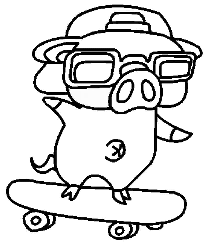 Schwein auf Skateboard