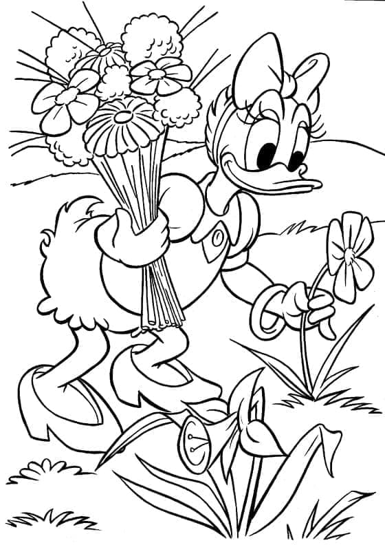 Daisy Duck mit Blumen