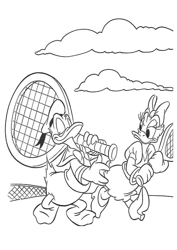 Donald und Daisy spielen Tennis