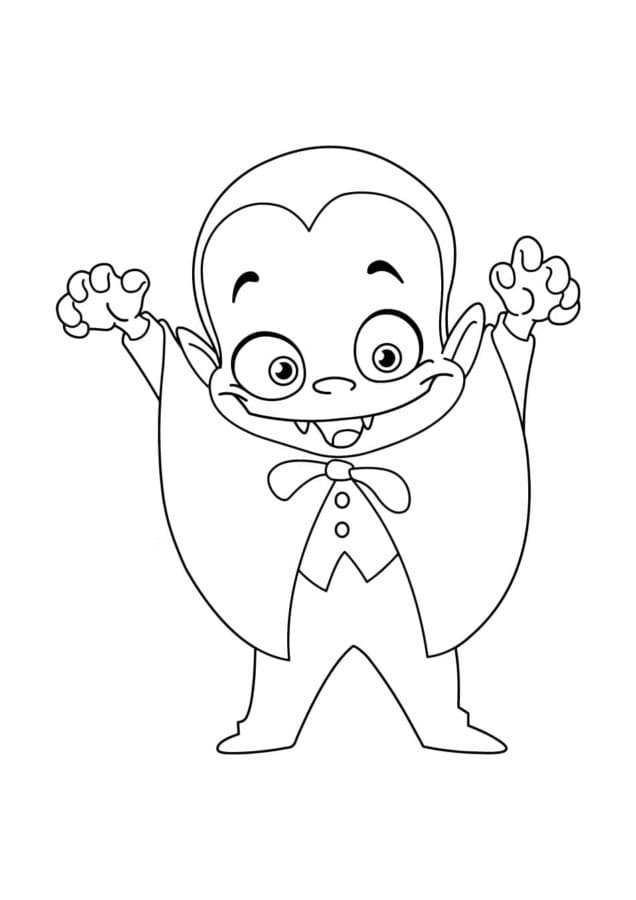 Ein kleiner Vampir zeigt seine Zähne