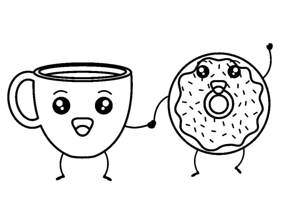 Essen Kawaii Kaffee und Donut