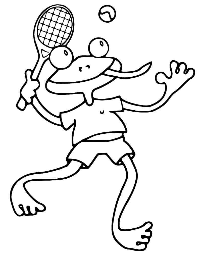 Frosch spielt Tennis