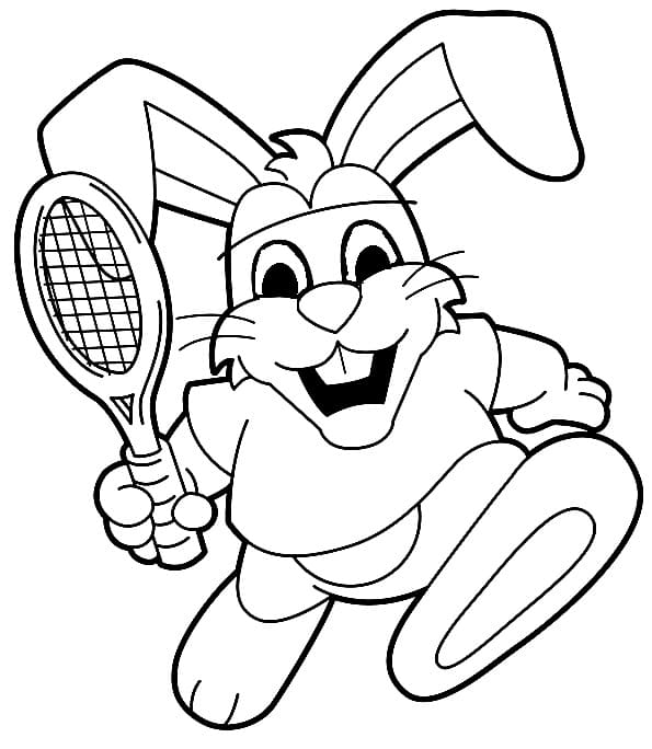 Hase spielt Tennis