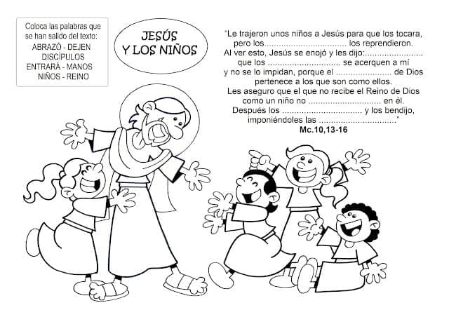 Jesus und die Kinder zum Ausdrucken