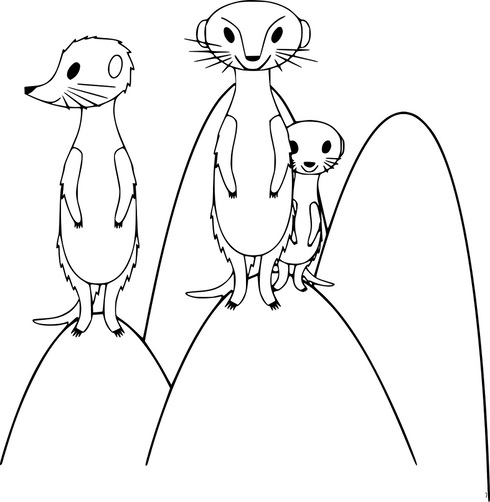 Karikatur Erdmännchen auf dem Hügel