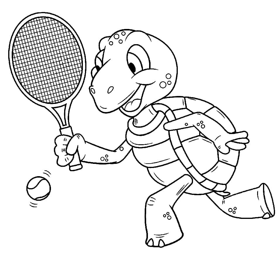 Schildkröte spielt Tennis