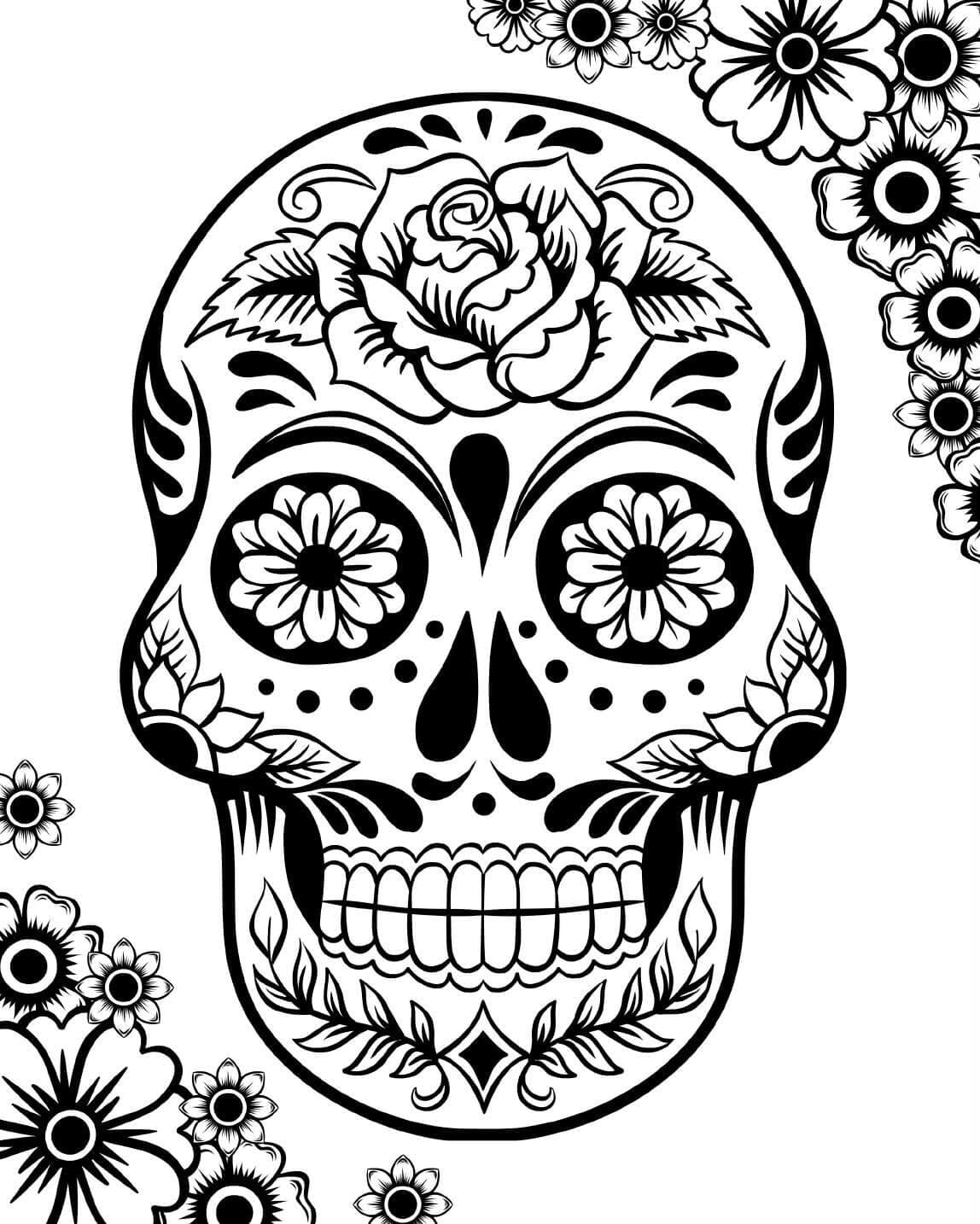 Totenkopf Blumen Tattoo aus Zucker