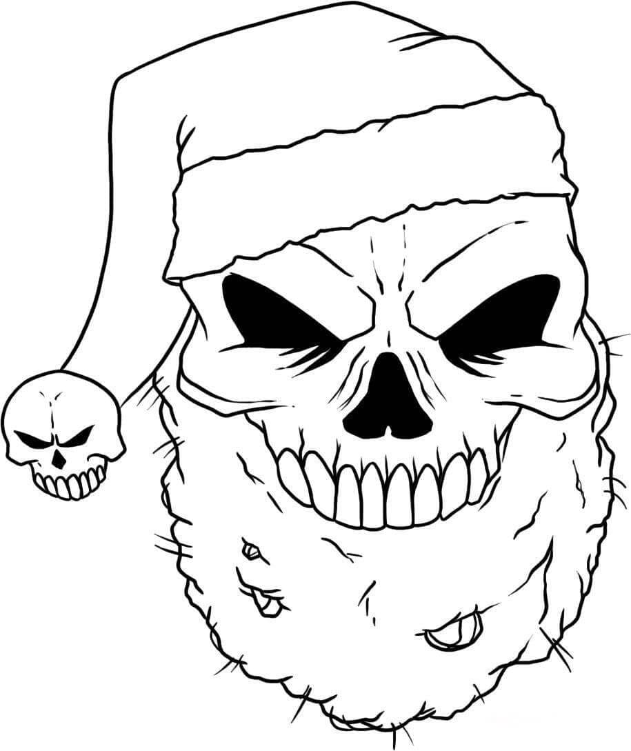 Totenkopf mit Weihnachtsmannmütze
