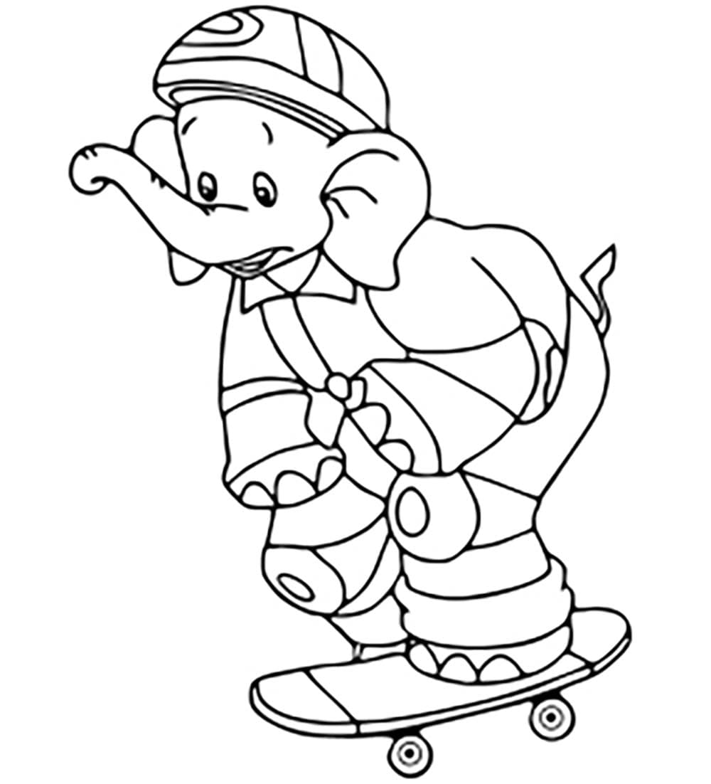 Benjamin Blümchen spielt Skateboard