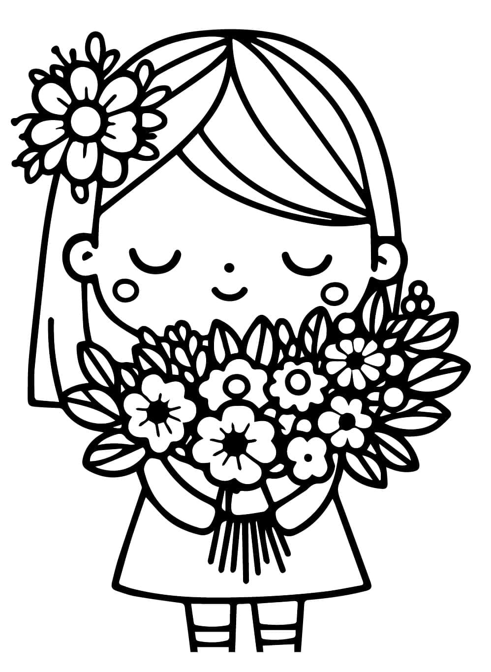 Kleines Mädchen mit Blumenstrauß