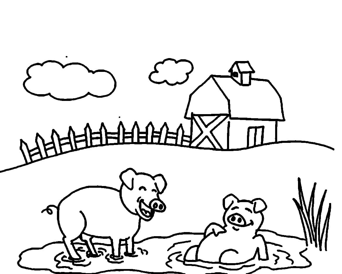 Lustiges Schwein auf dem Bauernhof