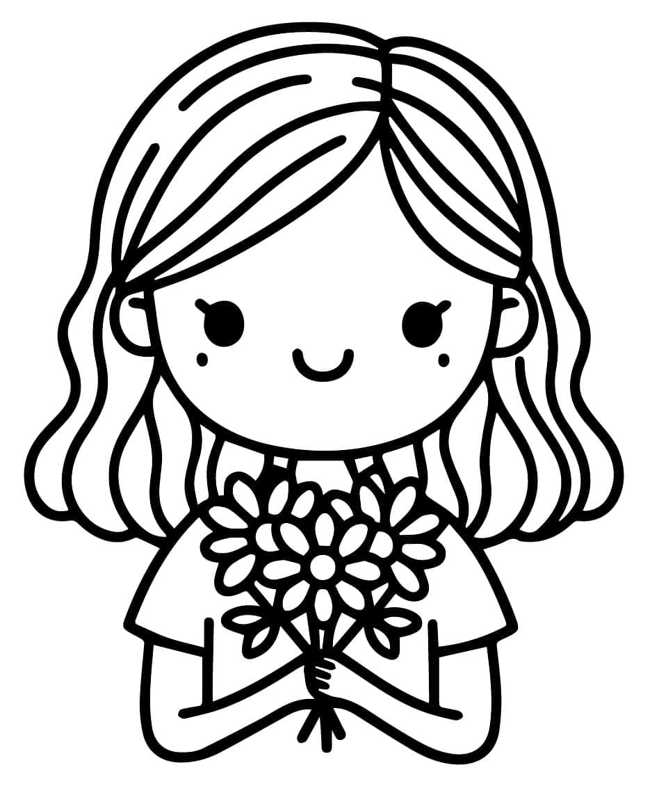 Nettes Mädchen mit Blumenstrauß