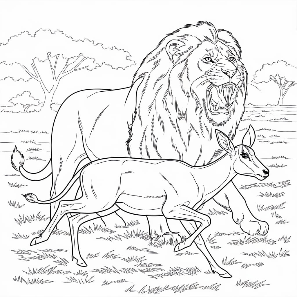 lion and antelope