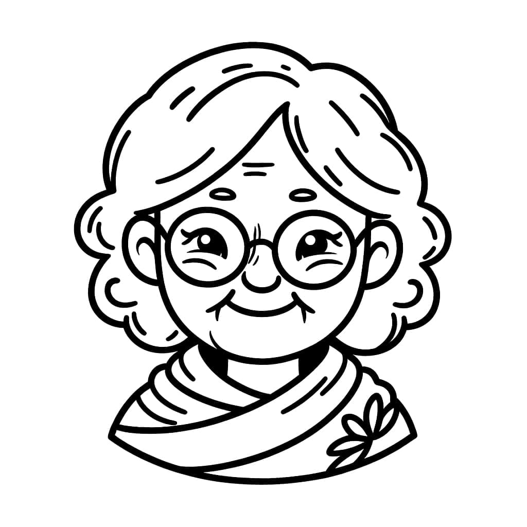 Oma trägt Brille lächelnd