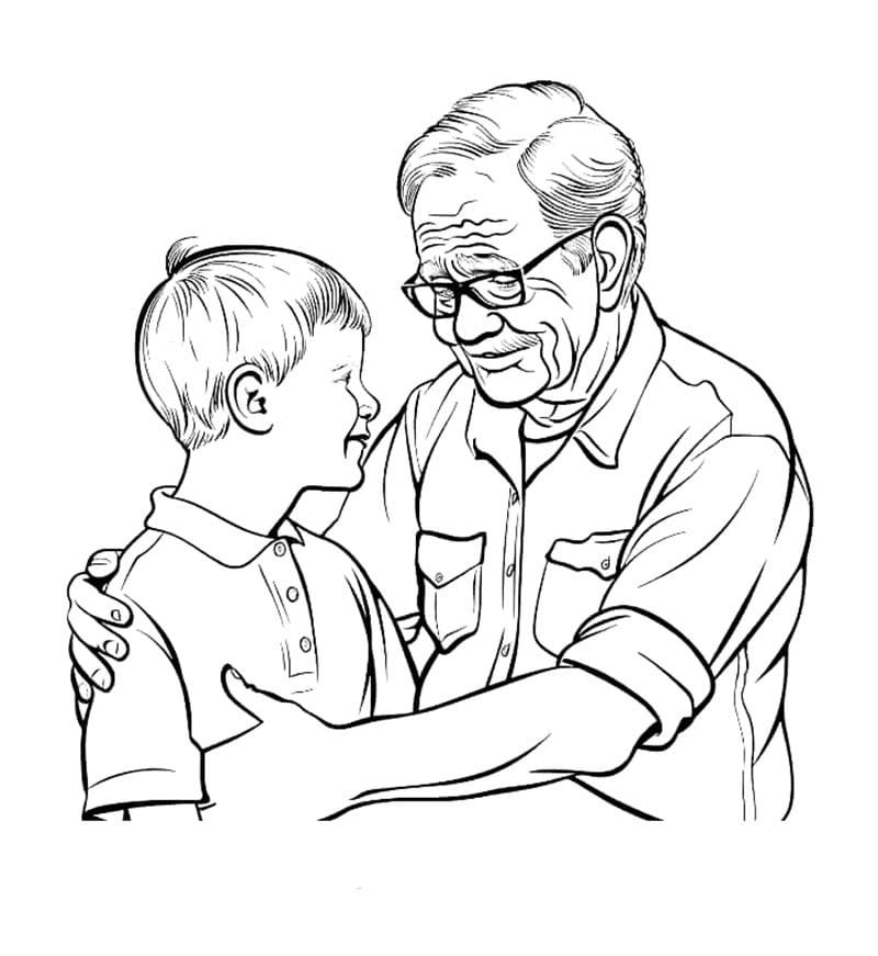 Opa tröstet seinen Enkel
