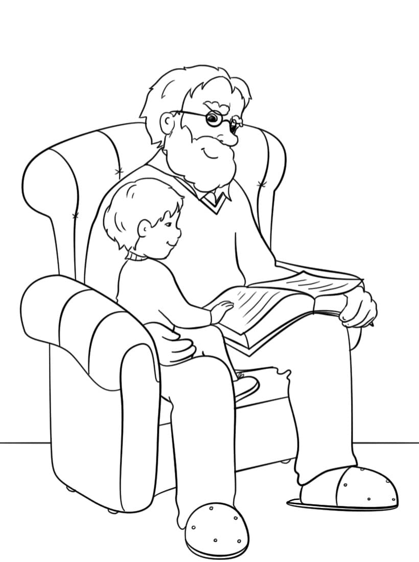 Opa und Enkel lesen Bücher