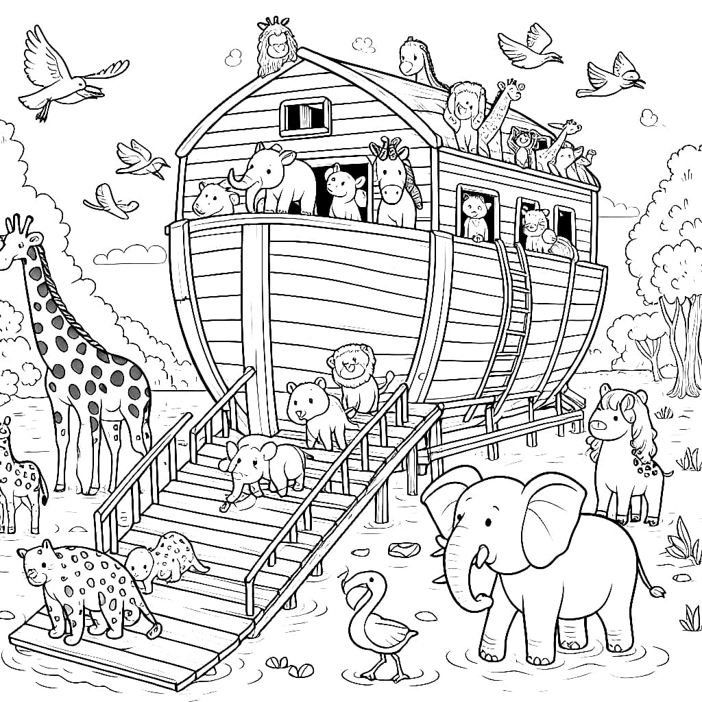 Noah Ausmalbild Arche Bibel Malvorlage Ausmalen Szenen Arka 