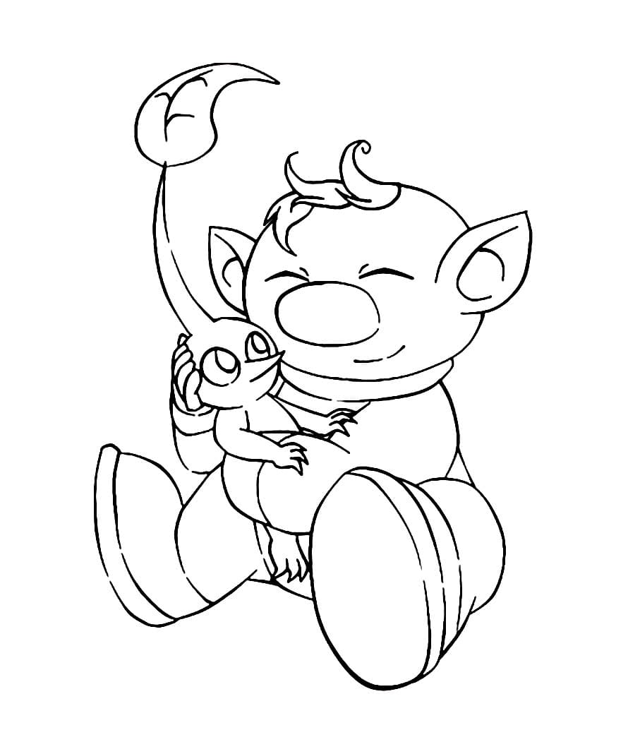 Kapitän Olimar und ein Pikmin