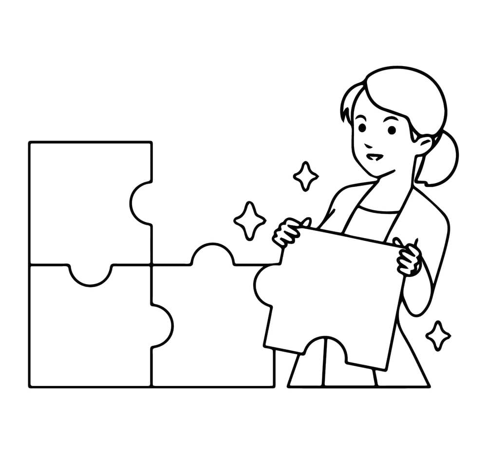 Mädchen spielt Puzzle