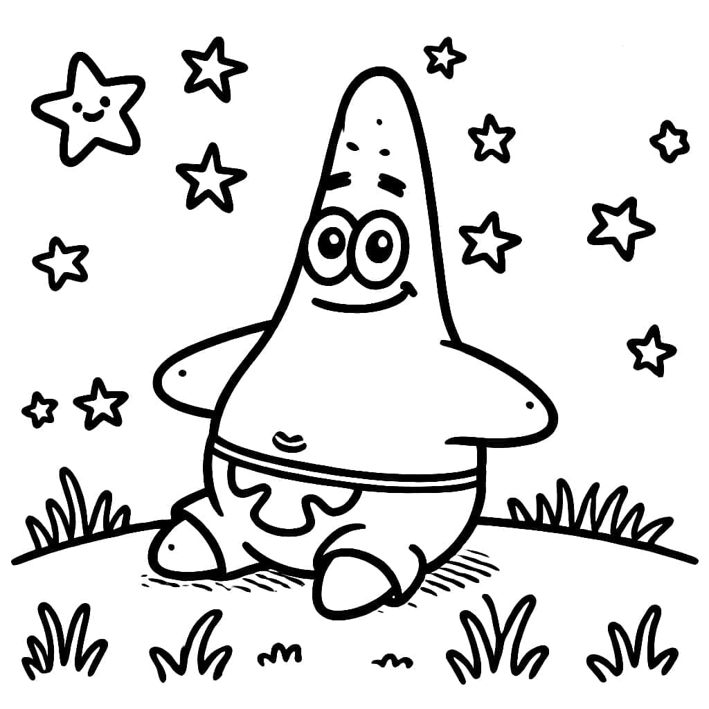 Patrick Star sitzt im Gras