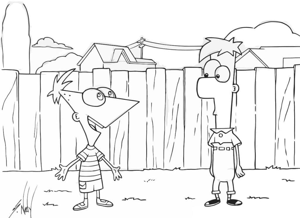 Phineas und Ferb im Garten
