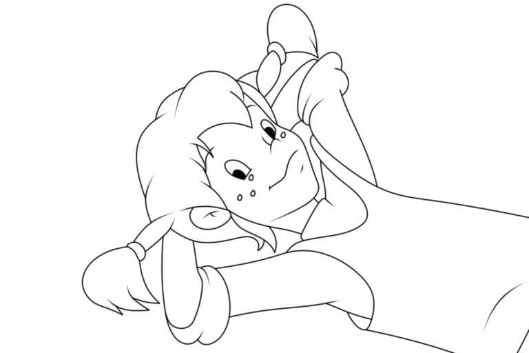 Pippi liegt auf dem Rücken