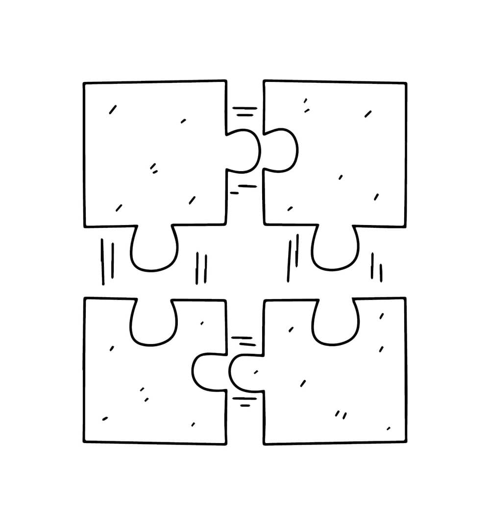 Vier Teile des Puzzles