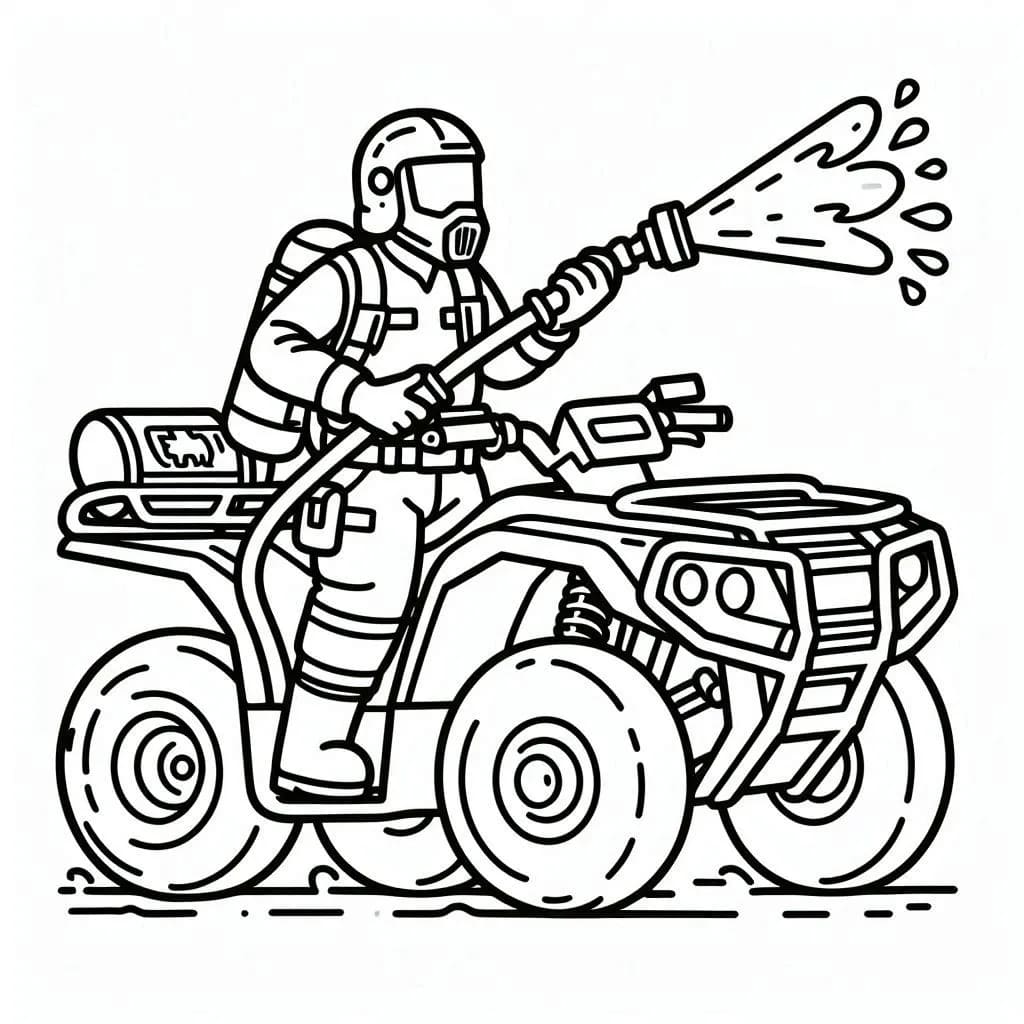 Feuerwehrmann fährt Quad