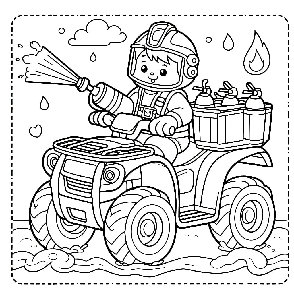 Feuerwehrmann fährt Quad gratis