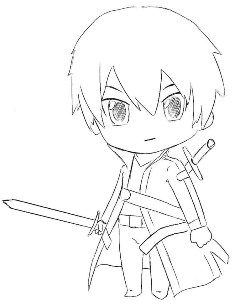 Zeichne chibi Kirito Sword Art Online