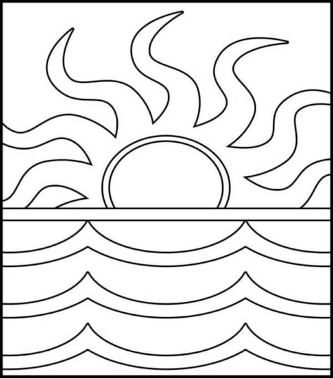Zeichne einen feurigen Sonnenuntergang