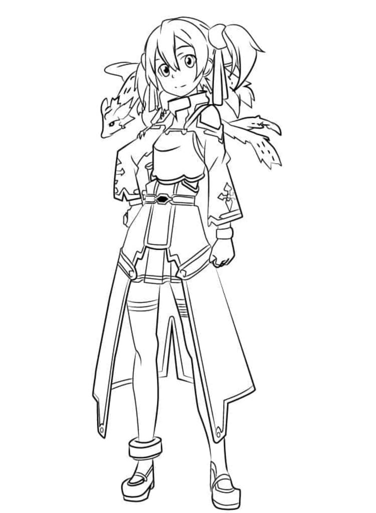 Zeichne Silica aus Anime Sword Art Online