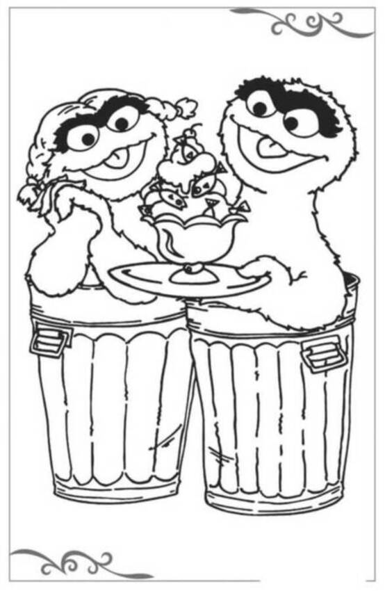 Zeichnen Sie die Sesamstraße Ausdrucken für Kinder