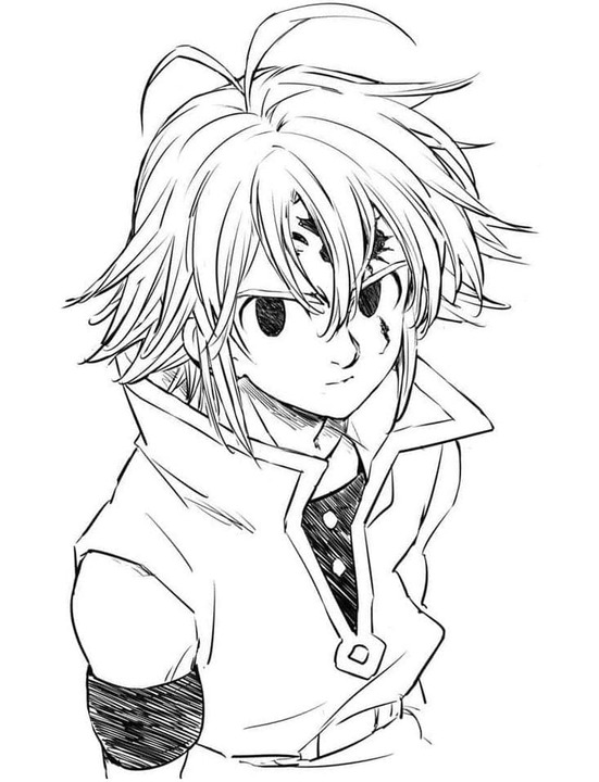 Zeichnung Meliodas aus Anime Seven Deadly Sins