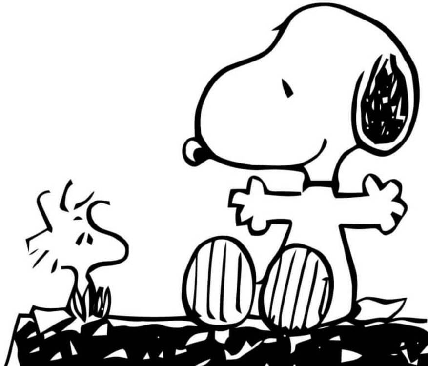 Zeichne den lustigen Snoopy und Woodstock
