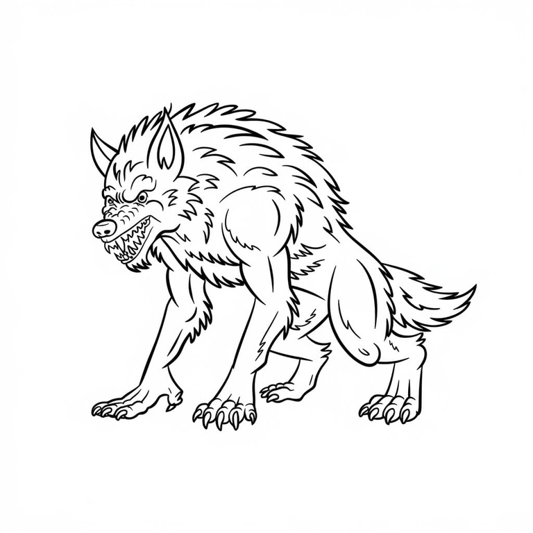 Zeichne einen gruseligen Werwolf