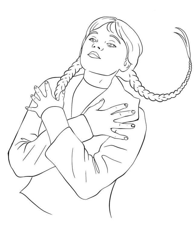 Zeichne Wednesday Addams Bild