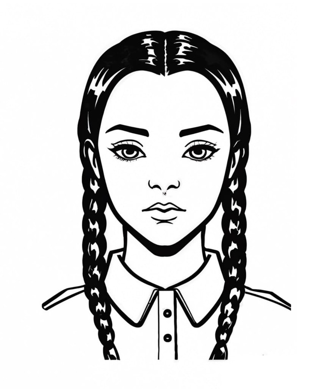 Zeichne Wednesday Addams leicht