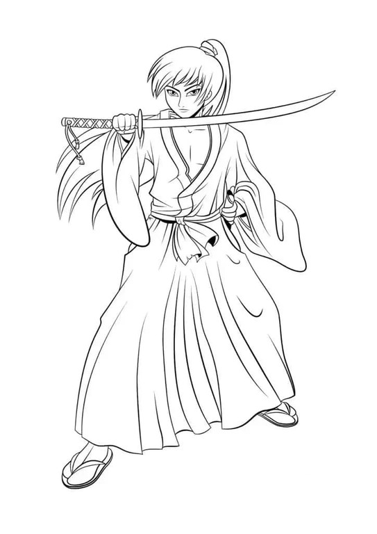 Zeichnen Samurai zum Ausdrucken