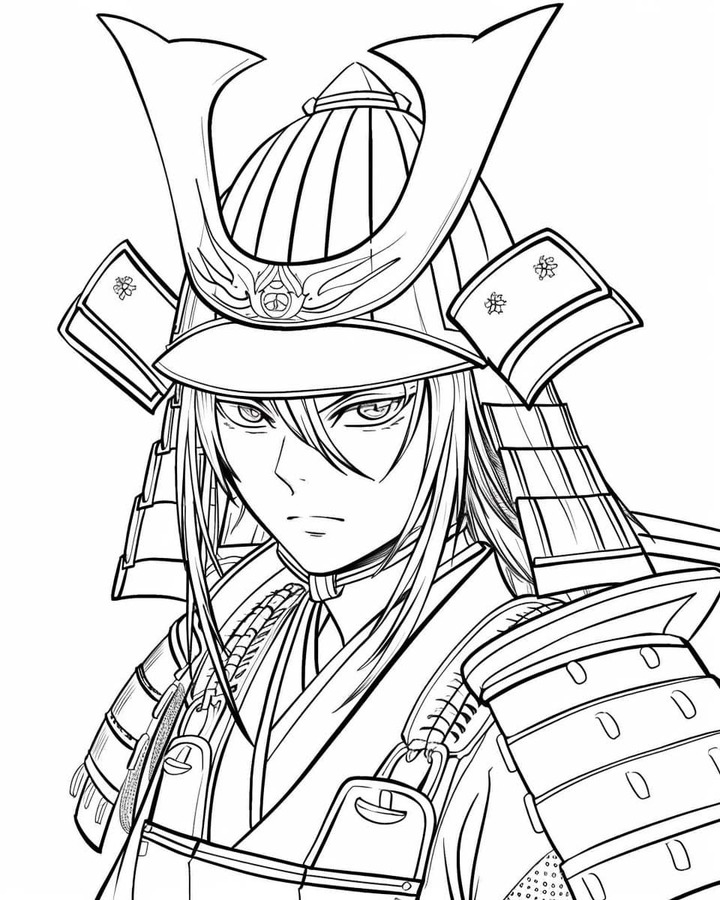 Zeichnung eines Samurai sehr cool