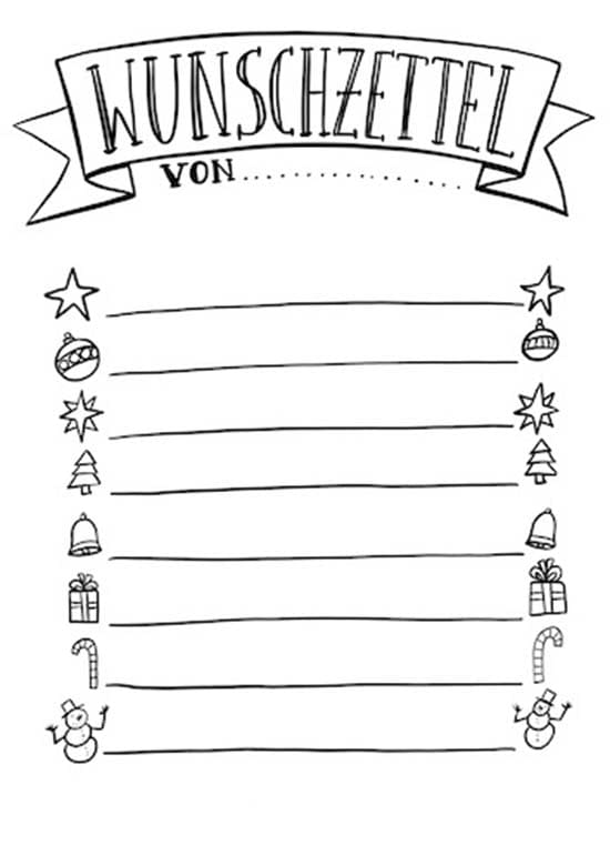 Wunschzettel kostenlos für Kinder