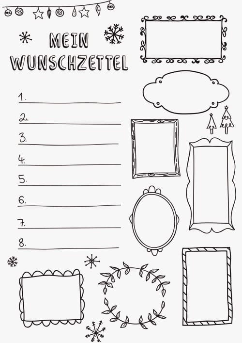 Wunschzettel ausmalbilder