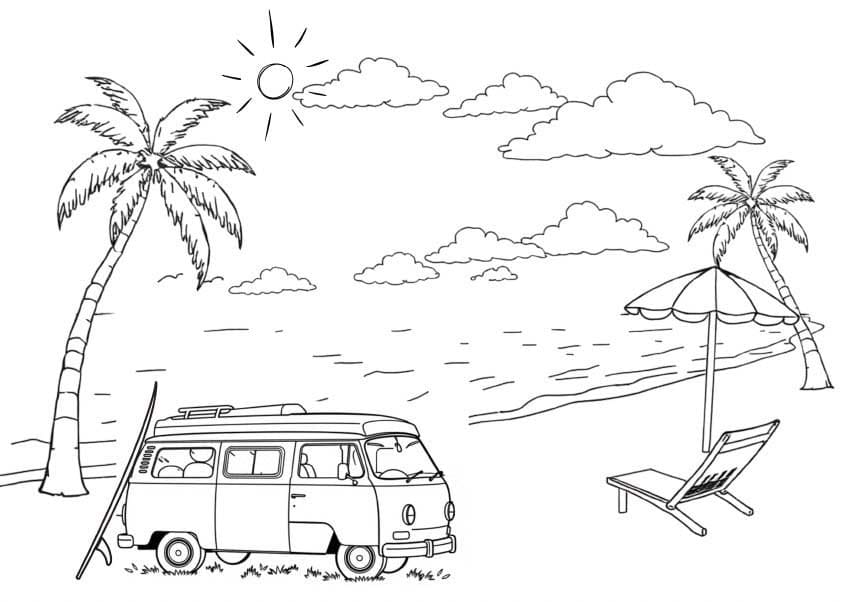 Zeichnen Urlaub und Reisen ausdruckbar