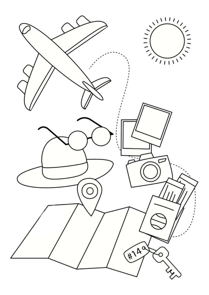 Zeichnen Urlaub und Reisen Kostenlos ausdruckbar