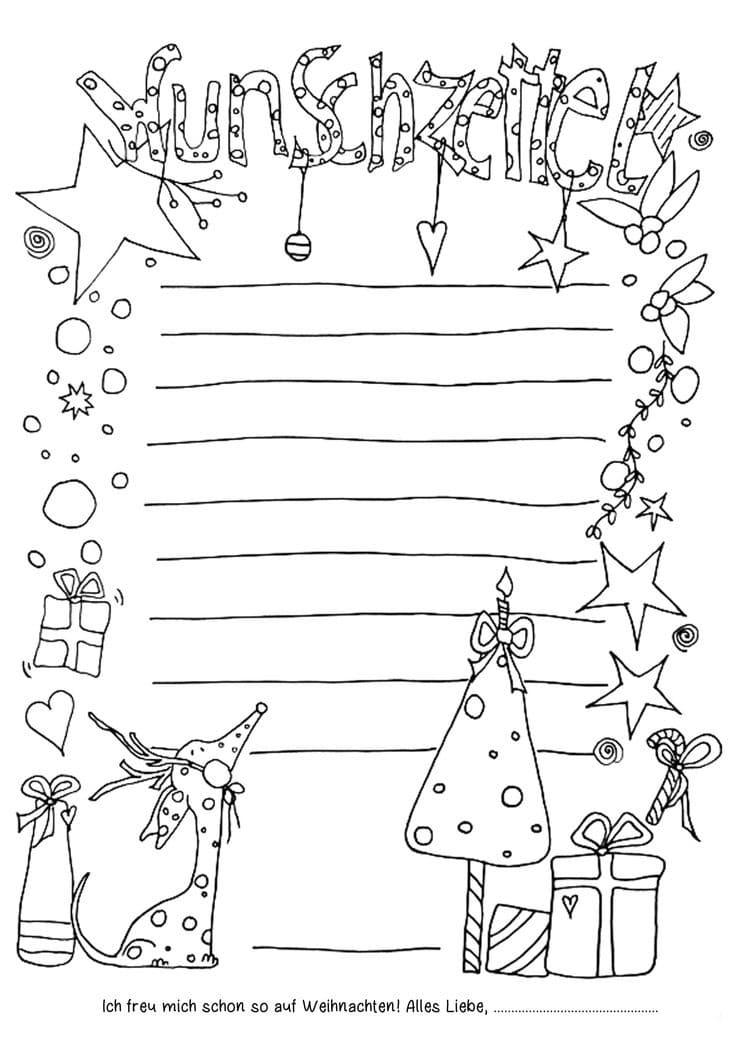 Zeichnen Wunschzettel kostenlos druckbar