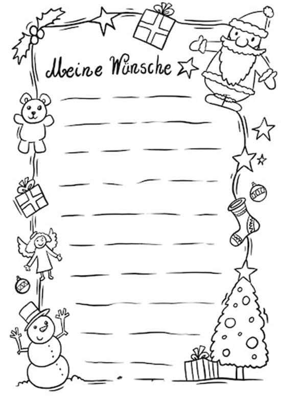 Zeichnen Wunschzettel zum Ausdrucken